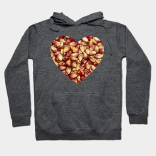 Red and Purple Popcorn Kernels Heart Photograph Hoodie